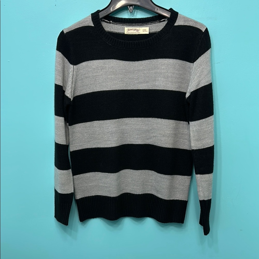 Faded Glory Black and Gray Striped Sweater